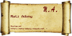 Matz Adony névjegykártya